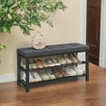 thumbnail image 1 of Rectangular Steel Indoor Shoe Bench with 2 Shelves, Storage & Seat,Dark Gray and Black, 1 of 6