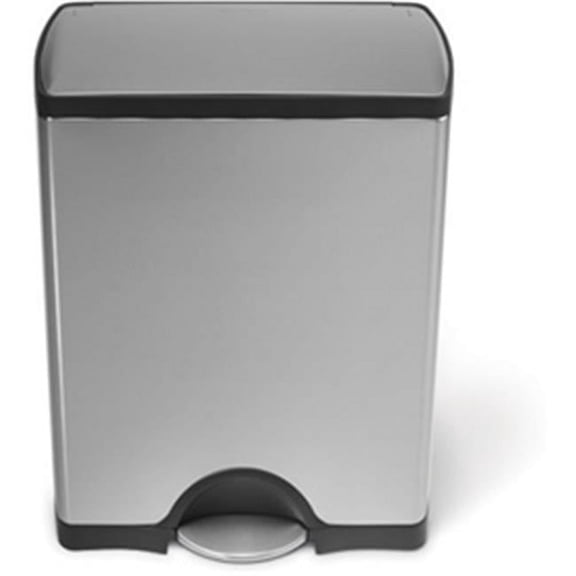 Rectangular Step Can - Brushed Stainless Steel - 13 Gallon - Durable Foot Pedal