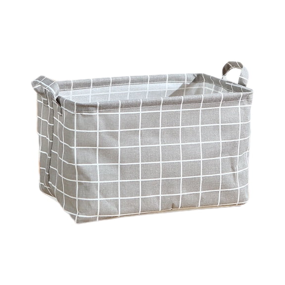 Rectangular Storage Basket, 15*10 Inch Collapsible Simple Pattern Storage Bin with Handles for Bedroom Laundry Room (Gray)