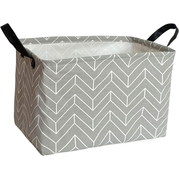 Rectangular Storage Basket with Handles Waterproof Coated Baby Basket, Home, Office, Clothes, Books Gift Basket (Gray)