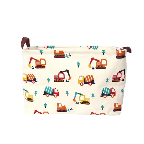 Rectangular Storage Bin Collapse Canvas Fabric Cartoon Storage Basket with Handles for Organizing Home Kitchen Boys and Girls Toys Office Closet, C