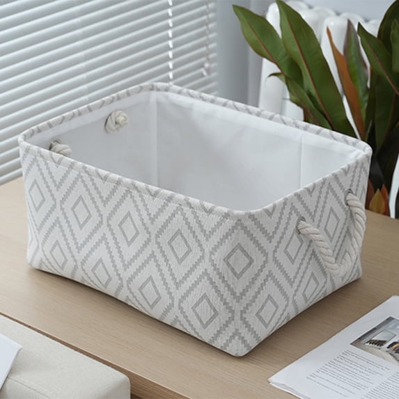 Rectangular Storage Boxs with Handles, Stackable & Sturdy Storage Box for Bedroom, Storage Ideal for Clothes, Toys, Blanket 12.2x16.14x8.27Inch White