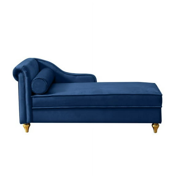 Rectangular Storage Chaise Lounge Indoor, Modern Upholstery Sofa Recliner Chair for Bedroom, Office, Living Room, Single Sofa Bed with Bolster Pillow, Blue