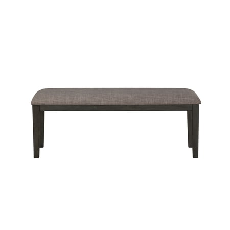 Rectangular Style Wooden Bench with Fabric Upholstered Seat, Gray and Beige - Saltoro Sherpi