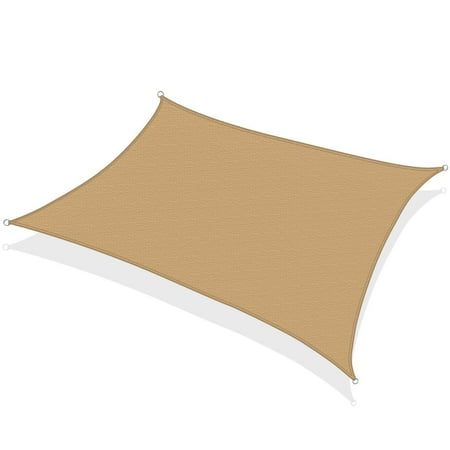 Rectangular Sun Shade Sail 8 x 12 Ft UV Block Fabric Beige Tan