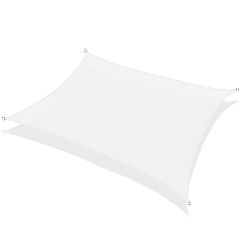 Rectangular Sun Shade Sail 8 x 12 Ft UV Block Fabric White 