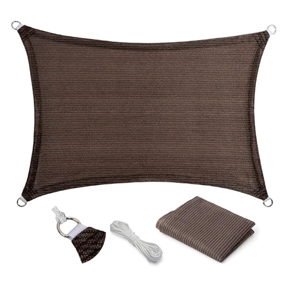 Rectangular Sun Shade Sail UV-Blocking Outdoor Canopy Patio 10' X 12' Brown