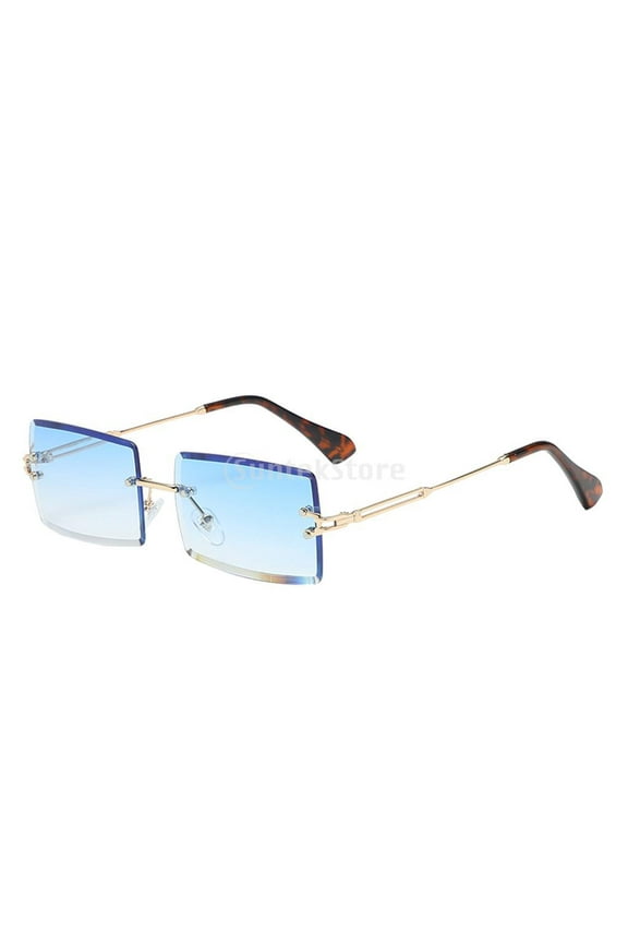 Rectangular Sunglaes Tinted Lens Clear Vintage Framele Glaes - Blue