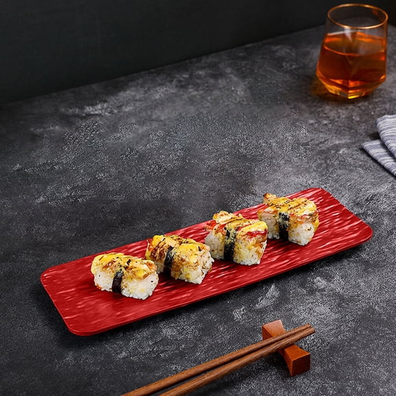 Rectangular Sushi Plate, Japanese Style Wavy Serving Platter Long Appetizer Dishes for Sashimi Dumpling Home Party