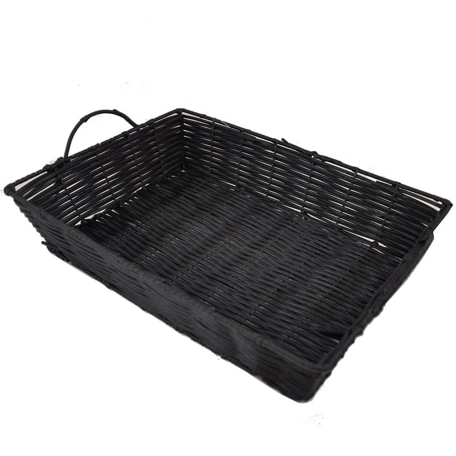 Rectangular Synthetic Wicker Tray with Handles Medium 15in