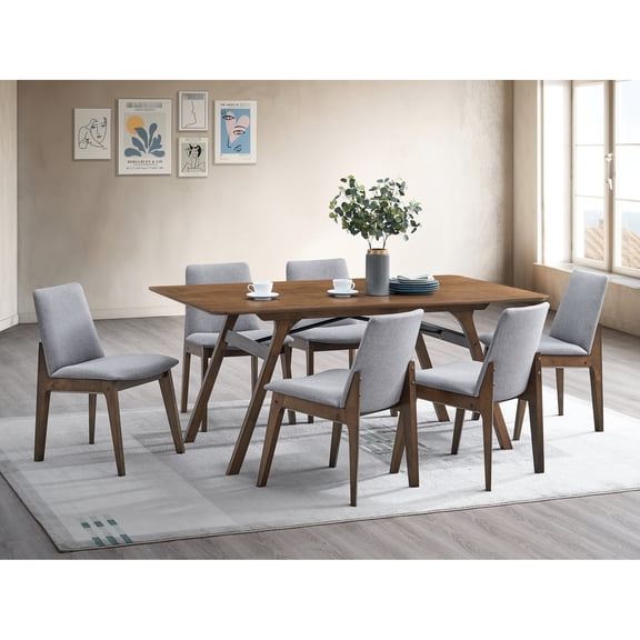 Rectangular Synthetic Wood Table With Rich Walnut Finish Veneer Dining - Spacious And Design