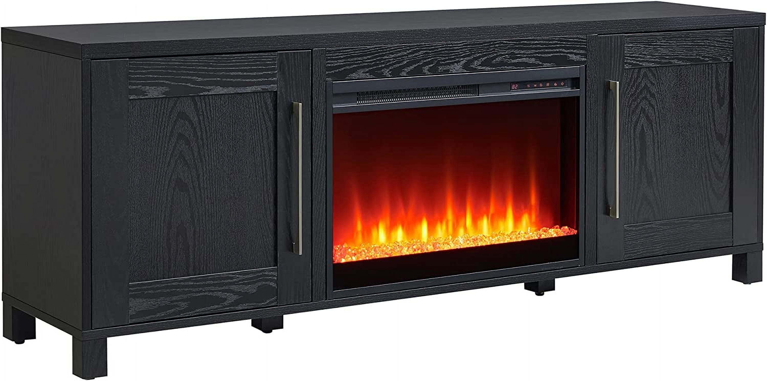Rectangular TV Stand with 26" Crystal Fireplace for TV's up to 80" in - Black Friday Electric Fireplace Tv Stand