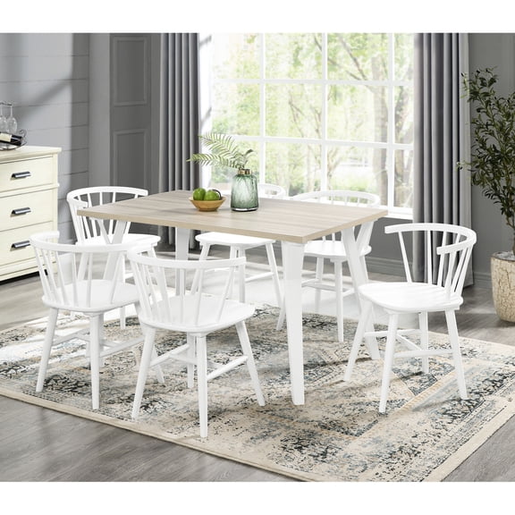 Rectangular Table and 6 Chair Dining Arrangement | Suitable for Dining in Residential Dining Room | Made of Solid Wood and Decorative MDF | Can Seat 6 Guests