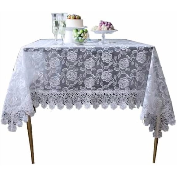 Rectangular Table Cloth Lace Macrame Vintage Tablecloth Shabby Chic Embroidered Oblong Table Cover for Wedding Banquet Holiday Long Dinner Tables (Offwhite, 59" x 82")