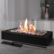 EAST FLAME Rectangular Tabletop Fire Pit with 2 Sided Glass Mini Portable Fireplace for Patio Backyard, Gift for Christmas