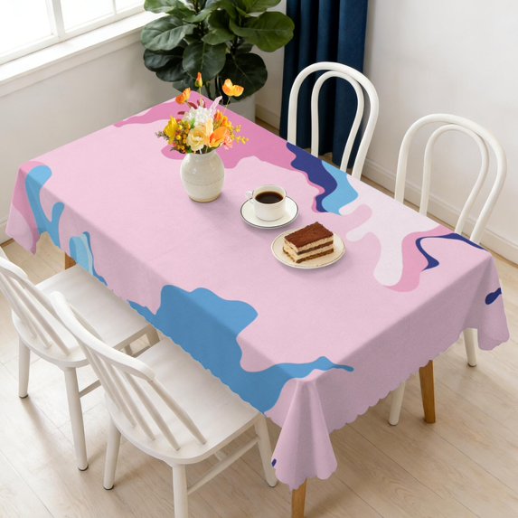 Rectangular Tablecloth 60x84 Inch – Waterproof Polyester Printed Table Cover, Wrinkle Resistant, Washable for Kitchen & Dining, Colorful Geometry Fluid Print