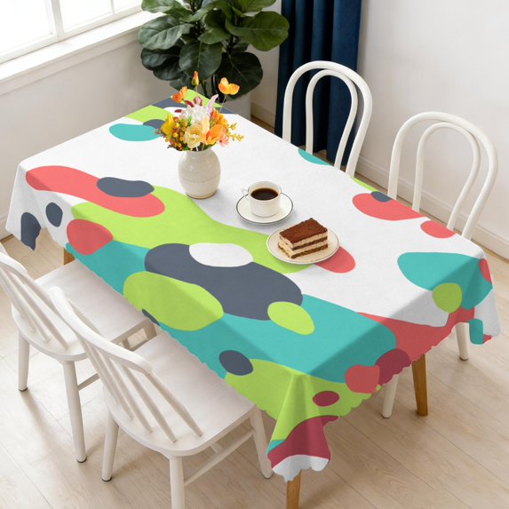 Rectangular Tablecloth 60x84 Inch – Waterproof Polyester Printed Table Cover, Wrinkle Resistant, Washable for Kitchen & Dining, Colorful Geometry Fluid Print