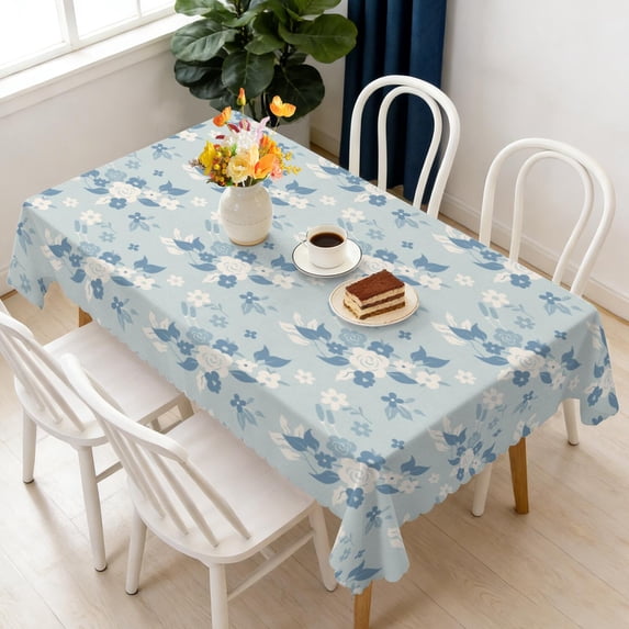 Rectangular Tablecloth 60x84 Inch – Waterproof Polyester Printed Table Cover, Wrinkle Resistant, Washable for Kitchen & Dining, Floral Flowers Theme