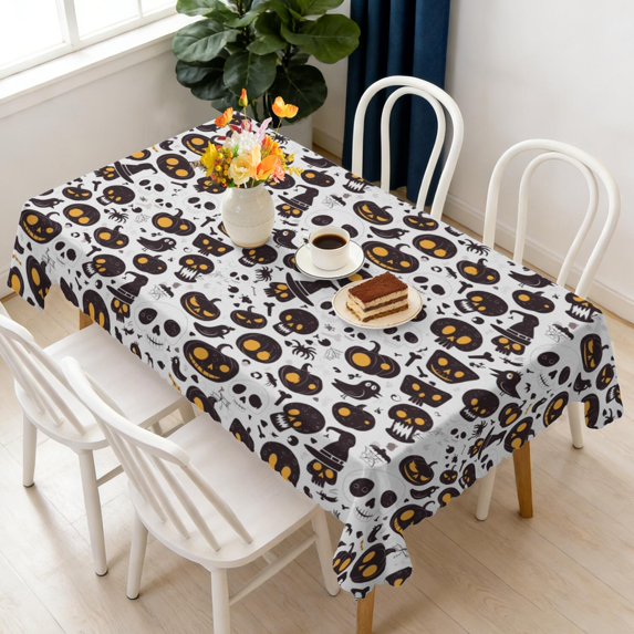Rectangular Tablecloth 60x84 Inch – Waterproof Polyester Printed Table Cover, Wrinkle Resistant, Washable for Kitchen & Dining, Halloween Trick Theme