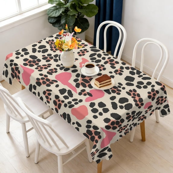 Rectangular Tablecloth 60x84 Inch – Waterproof Polyester Printed Table Cover, Wrinkle Resistant, Washable for Kitchen & Dining, Leopard Animal Print