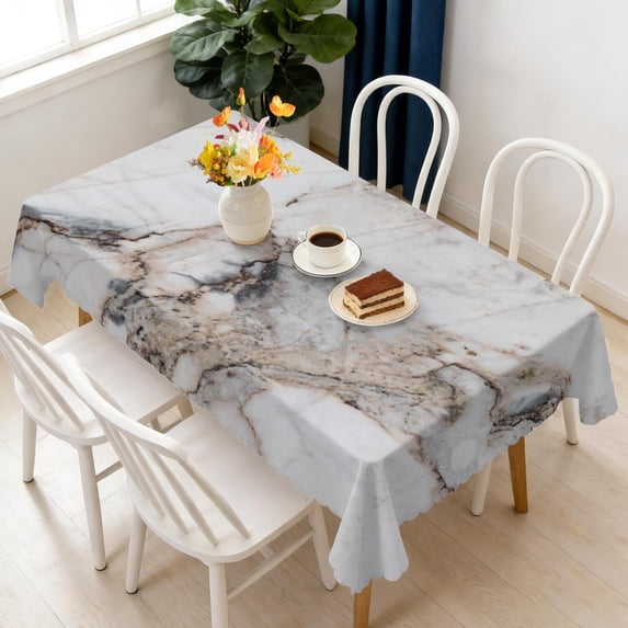 Rectangular Tablecloth 60x84 Inch – Waterproof Polyester Printed Table Cover, Wrinkle Resistant, Washable for Kitchen & Dining, Marble Liquid Print