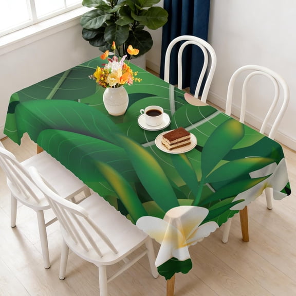 Rectangular Tablecloth 60x84 Inch – Waterproof Polyester Printed Table Cover, Wrinkle Resistant, Washable for Kitchen & Dining, Tropical Jungle Theme