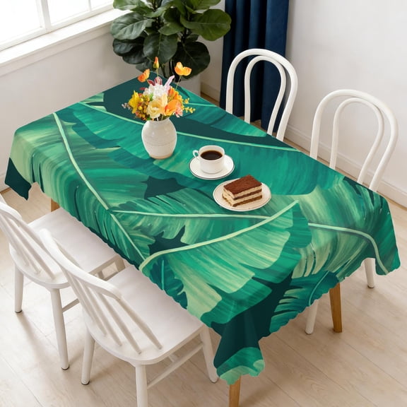 Rectangular Tablecloth 60x84 Inch – Waterproof Polyester Printed Table Cover, Wrinkle Resistant, Washable for Kitchen & Dining, Tropical Jungle Theme