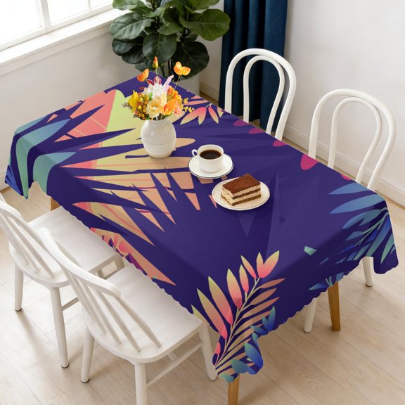 Rectangular Tablecloth 60x84 Inch – Waterproof Polyester Printed Table Cover, Wrinkle Resistant, Washable for Kitchen & Dining, Tropical Jungle Theme