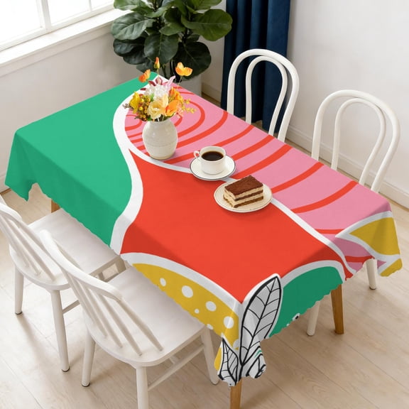 Rectangular Tablecloth 60x84 Inch – Waterproof Polyester Printed Table Cover, Wrinkle Resistant, Washable for Kitchen & Dining, Tropical Jungle Theme