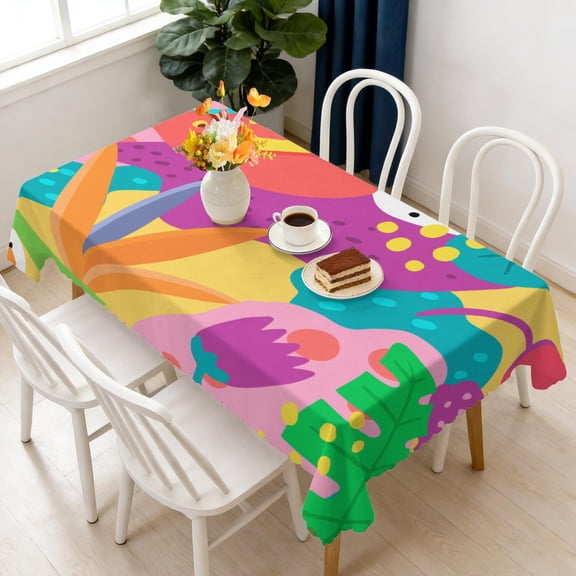 Rectangular Tablecloth 60x84 Inch – Waterproof Polyester Printed Table Cover, Wrinkle Resistant, Washable for Kitchen & Dining, Tropical Jungle Theme