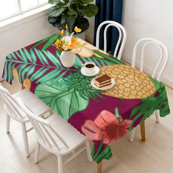 Rectangular Tablecloth 60x84 Inch – Waterproof Polyester Printed Table Cover, Wrinkle Resistant, Washable for Kitchen & Dining, Tropical Jungle Theme