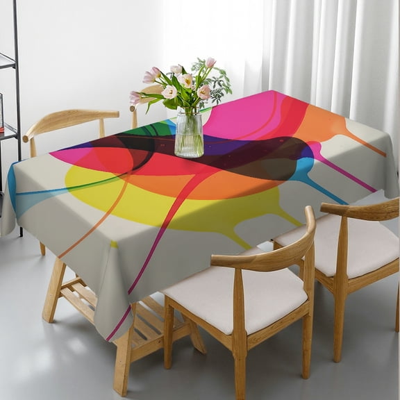 Rectangular Tablecloth - Abstract Bright Colored  Print, 2D Flat Printing Polyester Tablecloths Tablecloths rectangle , Cafe, dinner, picnic