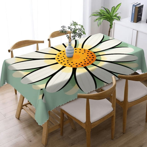 Rectangular Tablecloth - Daisy Bloom Print, Polyester Tablecloths  Holiday-Themed Design Tablecloths for dining table, Cafe, dinner, picnic