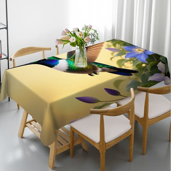 Rectangular Tablecloth - Flower Hummingbird Print,  Holiday-Themed Design Holiday Party Tablecloth Tablecloths for dining table, Cafe, dinner,picnic, wedding, party