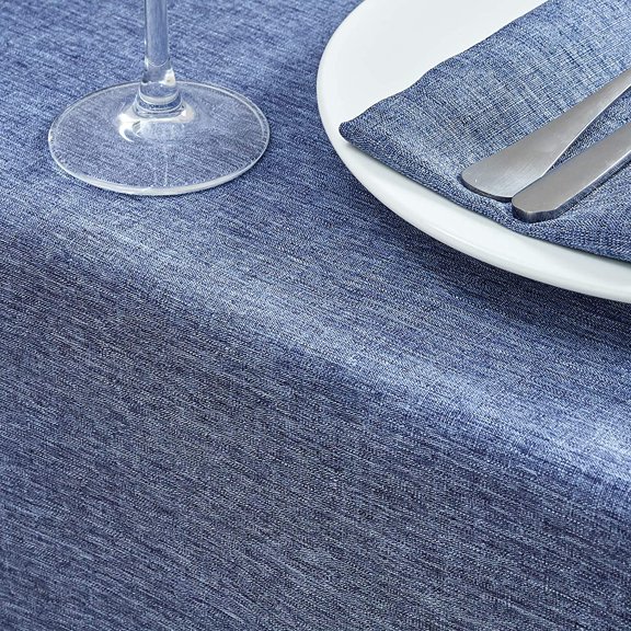 Rectangular Tablecloth, Linen Country Style Tablecloth, Waterproof and Shrink-Proof, Soft Wrinkle-Resistant Decorative Fabric Tablecloth for Kitchen (Denim Blue, 52 inches x 70 inches (4-6 Seats))