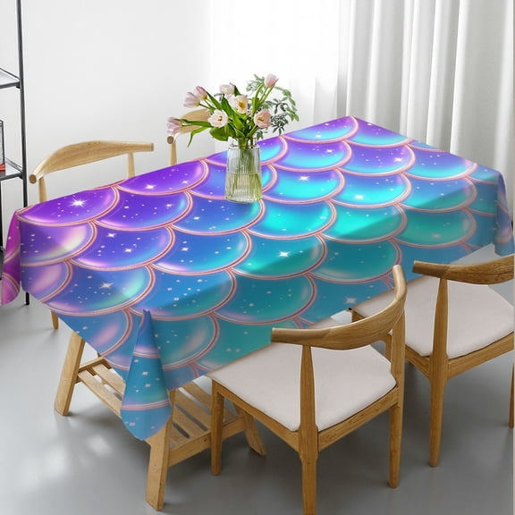 Rectangular Tablecloth - Mermaid Print, Holiday Party Tablecloth Kitchen Accessories Tablecloths rectangle tables large size, Cafe, dinner,picnic, party
