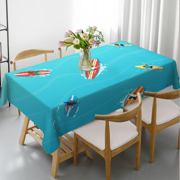 Rectangular Tablecloth - Overhead Surfer Lineup Print, Holiday Party Tablecloth Festive Table Setting Tablecloths for dining table, Cafe, dinner, brunch, buffet, picnic