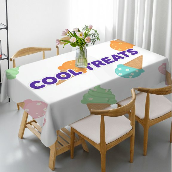 Rectangular Tablecloth - Pastel Soft Serve Print, Festive Table Setting Kitchen Accessories Tablecloths rectangle tables large size, Cafe, dinner, brunch, buffet, picnic