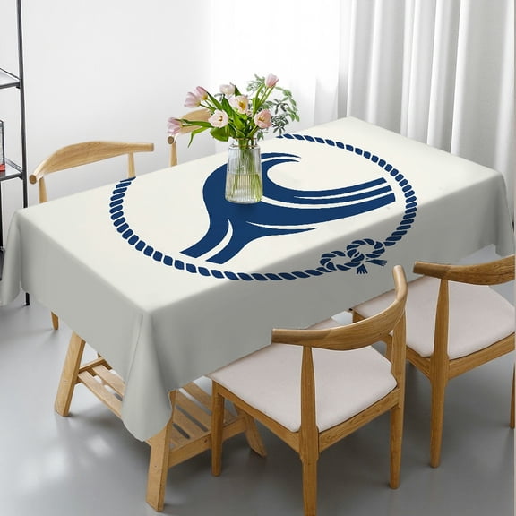 Rectangular Tablecloth - Rolling Tide Emblem Print, Festive Table Setting Kitchen Accessories Tablecloths rectangle tables large size, Cafe, dinner, brunch, buffet, picnic