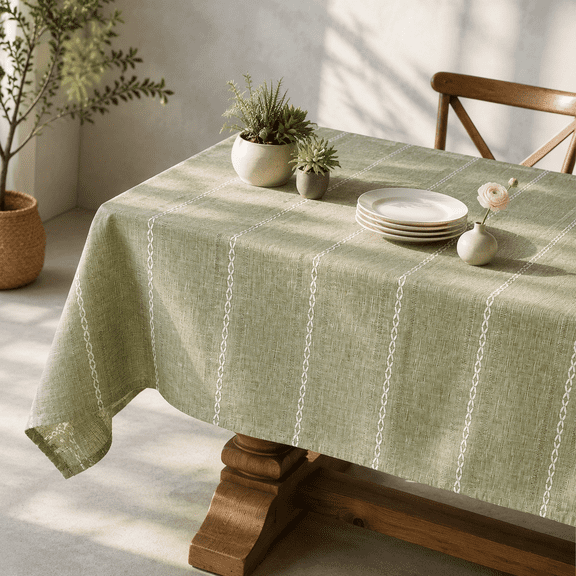 Rectangular Tablecloth Sage Green Hemstitch 104" x 60" Dining and Event Use