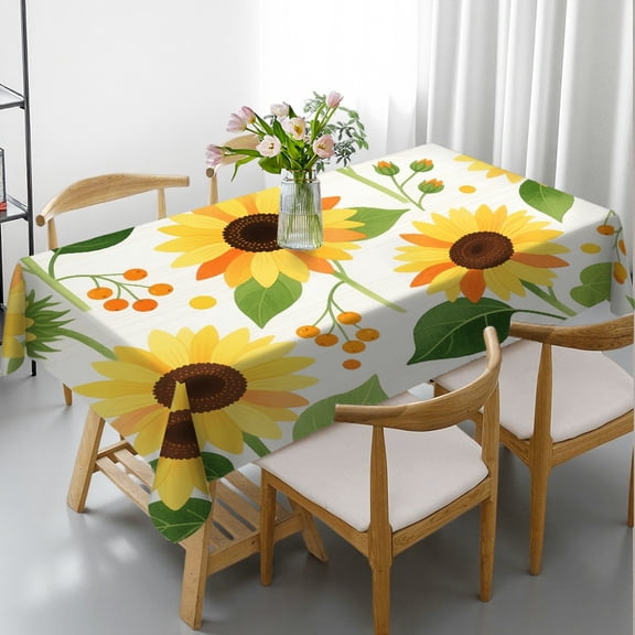 Rectangular Tablecloth - Sunflower Yellow Print, Polyester Tablecloths 2D Flat Printing Tablecloths for dining table, Cafe, dinner,picnic, wedding, party