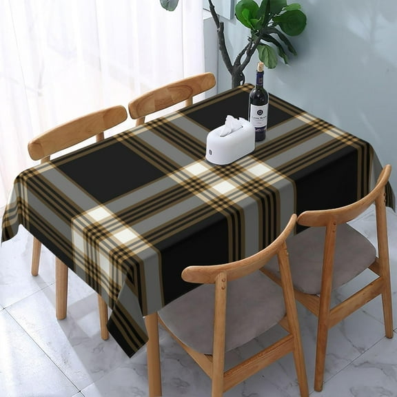 Rectangular Tablecloth – Waterproof, Wrinkle-Free, Decorative Table Cover for Dining Room, Parties, Picnics, and Outdoor Use, Black and Tan Irish Macguinness Tartan (60" X 84")