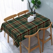 Rectangular Tablecloth – Waterproof, Wrinkle-Free, Decorative Table Cover for Dining Room, Parties, Picnics, and Outdoor Use, Dark Green and Maroon Christmas Plaid (60" X 84")