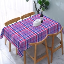 Rectangular Tablecloth – Waterproof, Wrinkle-Free, Decorative Table Cover for Dining Room, Parties, Picnics, and Outdoor Use, Lavender Magenta and Blue Plaid (60" X 84")