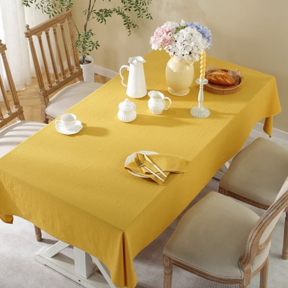 Rectangular Tablecloth Wrinkle Free Washable Soft Cotton Table Cloth, Decorative Fabric Table Cover for Dining Room, Indoor and Outdoor Use, 98.4 x 53 Inch Gold