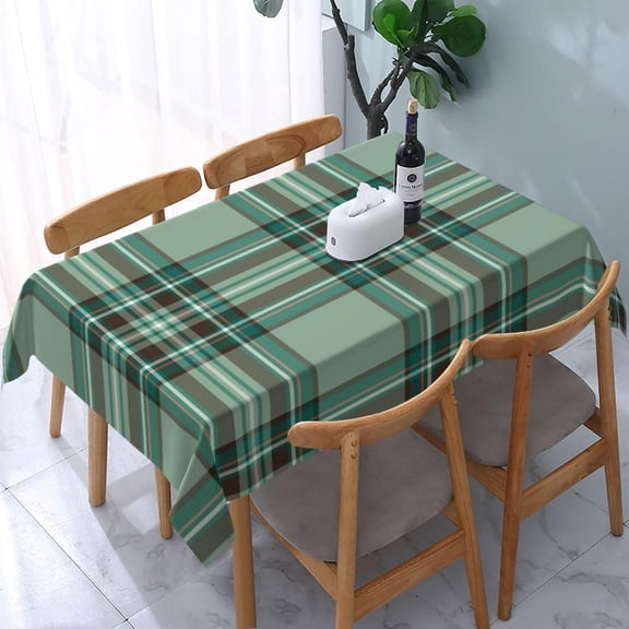 Rectangular Tablecloth \u2013 Waterproof, Wrinkle-Free, Decorative Table Cover for Dining Room, Parties, Picnics, and Outdoor Use, Mint Green Plaid Kelly Tartan (60" X 84")