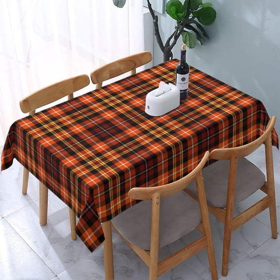 Rectangular Tablecloth \u2013 Waterproof, Wrinkle-Free, Decorative Table Cover for Dining Room, Parties, Picnics, and Outdoor Use, Russet Brown Orange and Yellow Plaid (60" X 84")