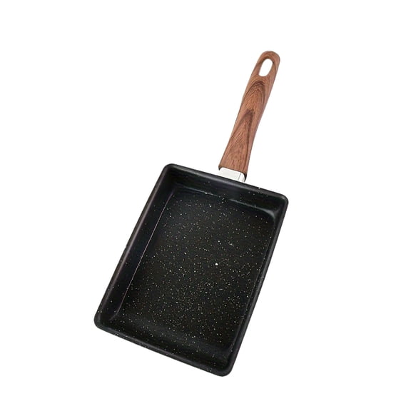 Rectangular Tamagoyaki Pan Nonstick Frying Skillet for Egg Roll Pancake and Steak with Wooden Handle