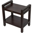 thumbnail image 1 of Rectangular Teak Shower Bench with Handles in Brown Finish, 1 of 3
