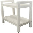 thumbnail image 1 of Rectangular Teak Shower Bench with Shelf and Handles in White Finish, 1 of 2